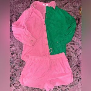 🩷 buddy love green and pink corduroy short set 💚